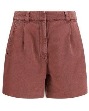 Brunello Cucinelli Brown Cotton Bermuda Shorts - Red