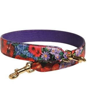 Dolce & Gabbana Multicolor Floral Leather Bag Accessory Shoulder Strap - Blue