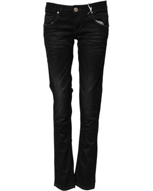 Acht Black Cotton Slim Fit Denim Low Waist Denim Jeans