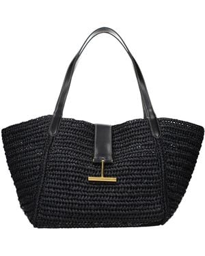 Tom Ford Black Raffia Shoulder Bag