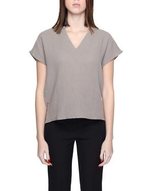 Jacqueline De Yong Beige Cotton Blouse - Grey