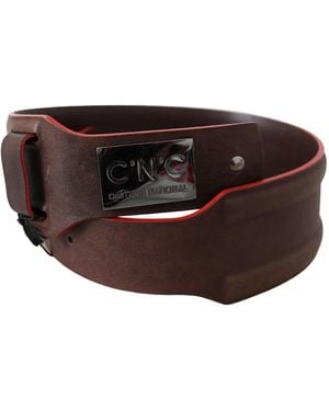 CoSTUME NATIONAL Elegant Dark Leather Fashion Belt - Black