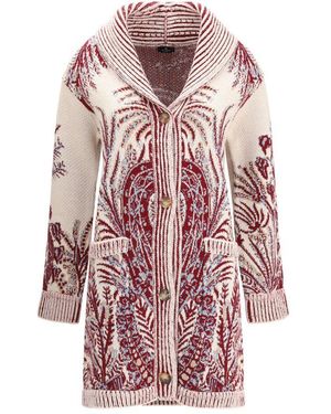 Etro Wool And Cotton Maxi Cardigan - Pink