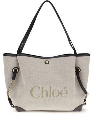 Chloé Grey Cotton Shoulder Bag - White