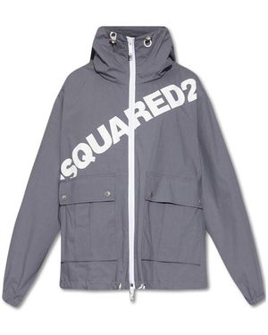 DSquared² Logo Hooded Windbreaker - Blue