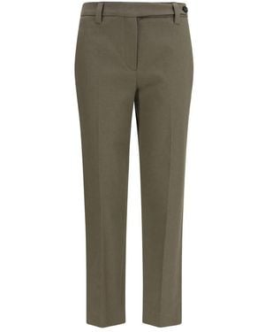 Brunello Cucinelli Bicolour Cotton Dress Trousers - Green