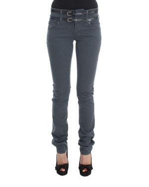 John Galliano Blue Cotton Blend Slim Fit High Waist Jeans