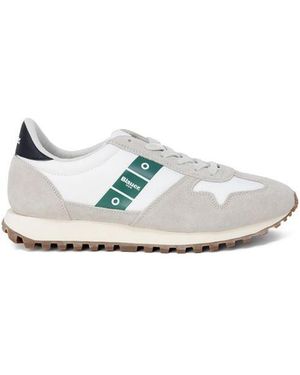 Blauer Grey Leather Athletic Trainers - White
