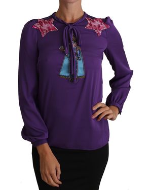 Dolce & Gabbana Blouse Prince Fairy Tale Embellished Top - Purple