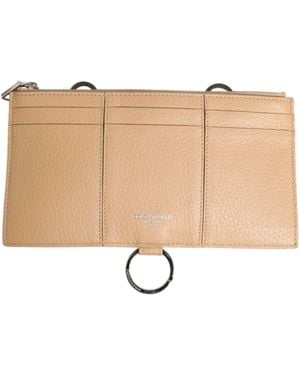 Dolce & Gabbana Calfskin Leather Large Crossbody Card Holder Wallet - Natural