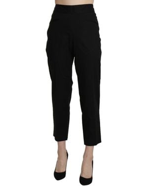 Bencivenga Black High Waist Straight Cropped Dress Pants