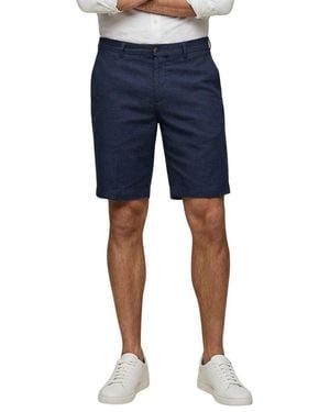 Borghese Linen Bermuda Shorts - Blue
