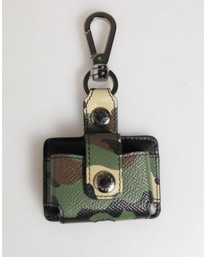 Dolce & Gabbana Multicolour Camouflage Leather Metal Accessory Airpods Case