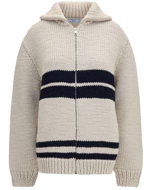 Prada Beige Wool Oves Aries Cardigan - Gray