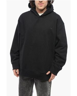 adidas Fleeced Cotton Hoodie With Patch Pocket - Black
