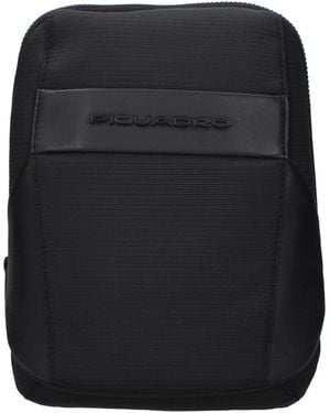 Piquadro Black Fabric Crossbody Bag
