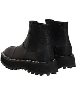 Dolce & Gabbana Black Chelsea Boots Leather Slip On Men Shoes