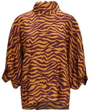 Kristina Ti Orange Viscose Blouse - Brown