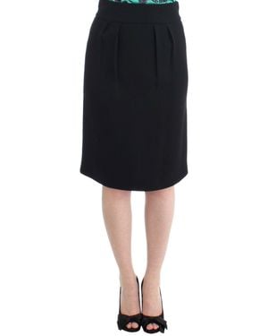 Roberto Cavalli Elegant Wool Pencil Skirt - Black