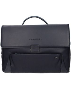 Piquadro Blue Leather Business And Laptop Bag