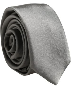 Dolce & Gabbana Gray Satin 100% Silk Adjustable Tied Men Necktie Tie
