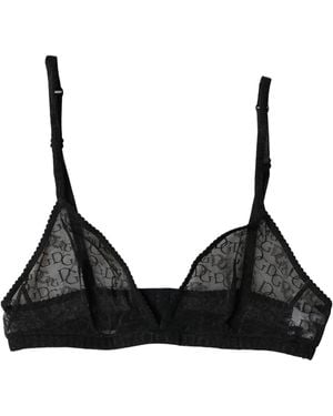 Dolce & Gabbana Logo Mania Sheer Soft Cup Bra Underwear Elastane Nylon Clothing - Black