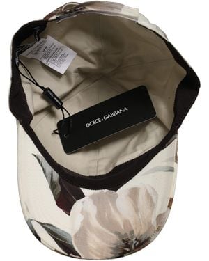 Dolce & Gabbana Men Beige Floral Cotton Baseball Capello Hat - Grey