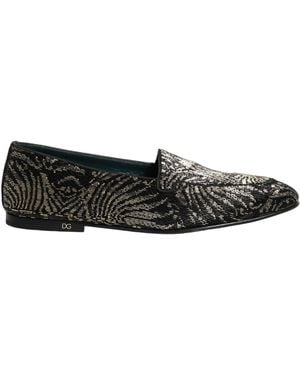 Dolce & Gabbana Black Silver Embellished Dress Loafers Shoes