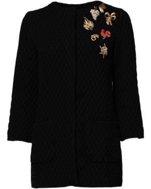 Dolce & Gabbana Black Cashmere Quilted Embellished Jacket