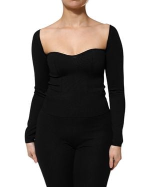 Dolce & Gabbana Black Viscose Long Sleeve Pullover Blouse Top