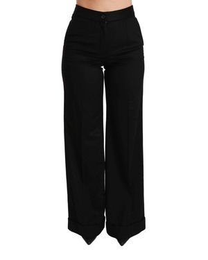 Dolce & Gabbana Cashmere Wide Leg Trouser Pants - Black