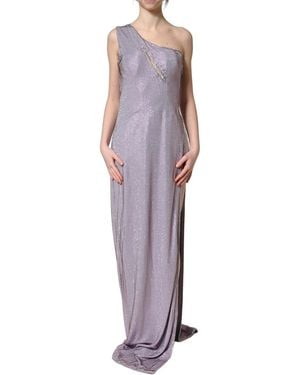 Dolce & Gabbana Purple Crystal Oneshoulder EveningGown Dress