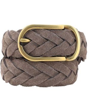 Brunello Cucinelli Leather Belt Braided Design - Grey