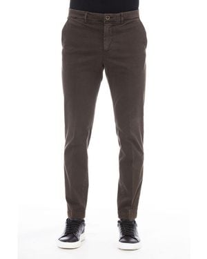 Peserico Brown Cotton Men Trousers - Black