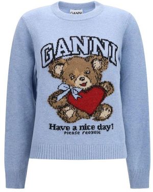 Ganni Wool Oves Aries Sweatshirt - Blue