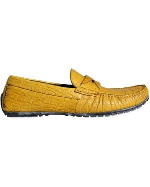 Dolce & Gabbana Leather Slip Mocassin Loafers Shoes - Yellow