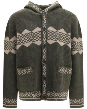 BAZISZT Bicolour Cashmere Cardigan - Green