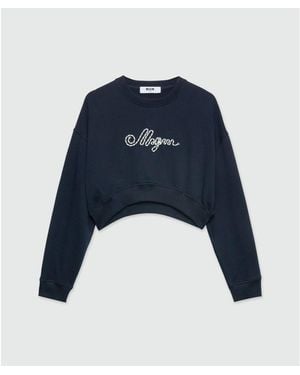 MSGM Blue Cotton Sweatshirt