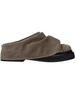 The Attico Grey Leather Slippers - Brown