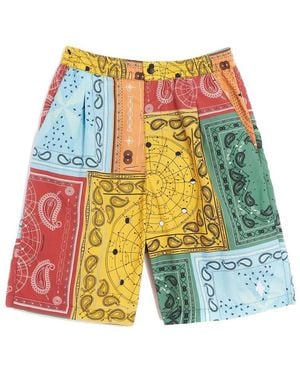 Marcelo Burlon All Over Bandana Shorts - Blue