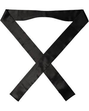 Dolce & Gabbana Men Black Satin Silk Skinny Neck Shawl Scarf