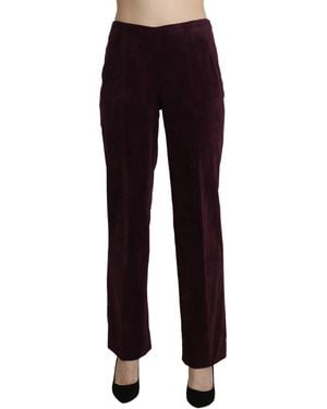Bencivenga Purple Suede High Waist Straight Trouser Trousers