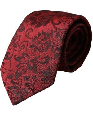 Dolce & Gabbana Red Floral Brocade Silk Adjustable Men Tie