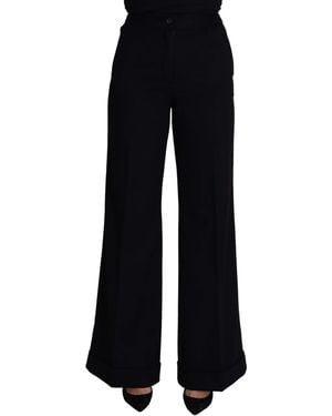 Dolce & Gabbana Cashmere Wide Leg Trouser Trousers - Black