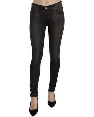 Plein Sud Cotton Black Washed Low Waist Skinny Denim Jeans
