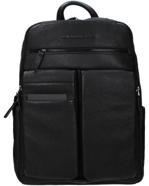 Piquadro Black Leather Backpack