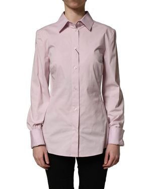 Dolce & Gabbana Pink Cotton Long Sleeves Collared Shirt Top