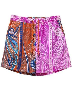 Etro Multicolour Polyamide Swim Short - Purple