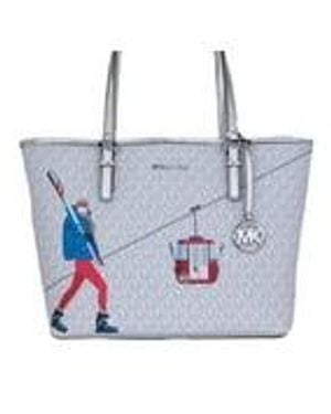 Michael Kors Jet Set Travel Girls Medium Signature Carryall Tote White Mk - Blue
