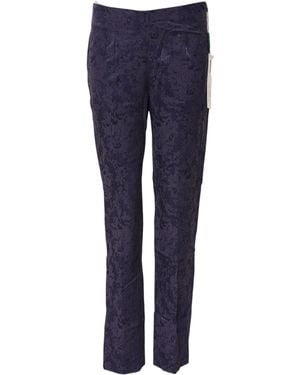 Bencivenga Purple Jacquard High Waisted Trousers - Blue